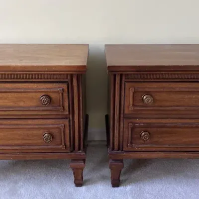 Pair Of Vintage Wooden Nightstands