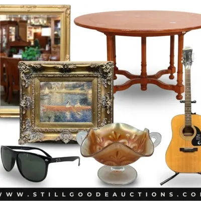 Sale Photo Thumbnail #4: Murano glass, Jim Shore, Vera Bradley, clocks, art glass, carnival glass, lamps, coins, Jefferson war nickels, children’s books, holiday decor, Christmas, knives, baseball cards, sterling silver, Liberty nickels, garden art,  needlepoint, pet supplies, 