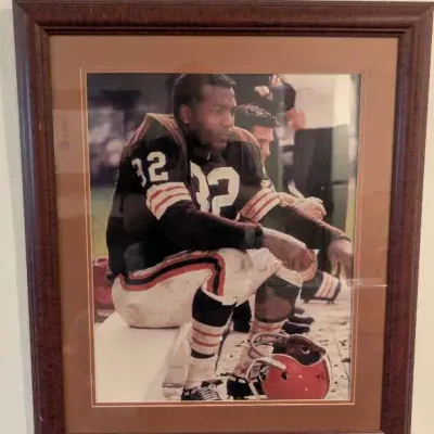 Framed Photograph Captures Jim Brown, the Legendary Fullback For The Cleveland Browns