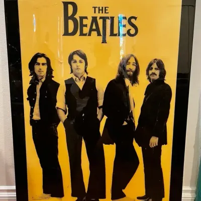 Beatles Poster Laminated On Wood