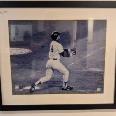 Framed Iconic Photo of National Baseball Hall of Fame Member Reggie Jackson, 1977 World Series