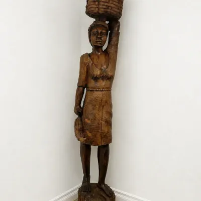 90h X 15w X 13dp Carved Wooden Sculpture