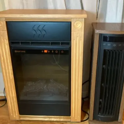 Faux Fire & Space Heater Pair