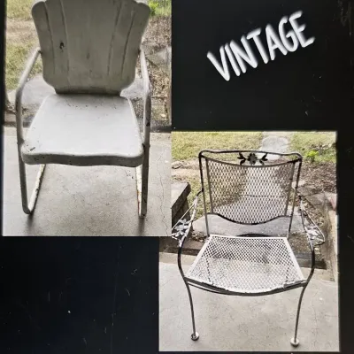 Pair Of Vintage Mismatched Patio Chairs