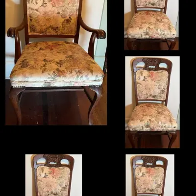 Vintage Wood Victorian-Style Chairs 