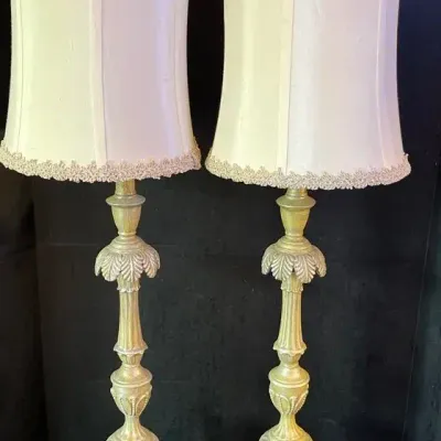 Pair Of Vintage Candlestick Lamps