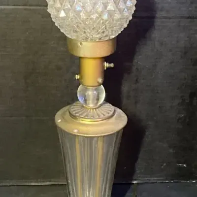 Vintage Cut-glass And Brass Table Lamp