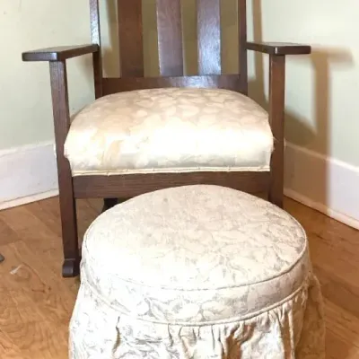 Vintage Rocking Chair Ottoman Pair