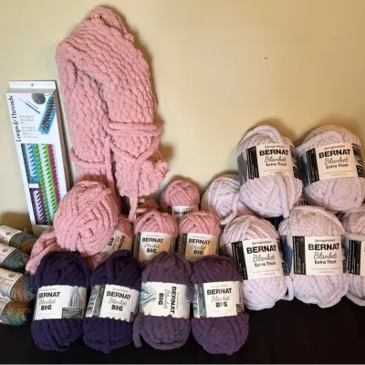 Bernat Banket Yarn Collection with Loops & Threads Knitting Loom Set