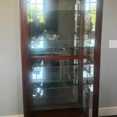 Traditional Glass Display Curio Cabinet with Glass Shelves 74”x 33”x 14”