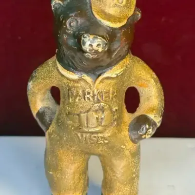 Sale Photo Thumbnail #44: Charles parker co parker vises cast iron advertising bear paperweight