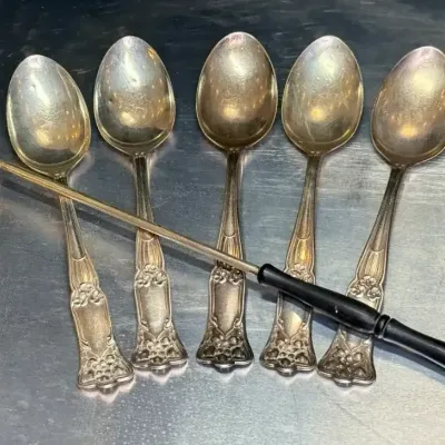 Sale Photo Thumbnail #141: Gorham sterling spoons candle snuffer