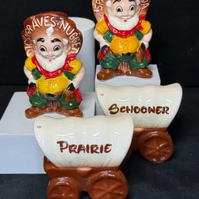 Sale Photo Thumbnail #64: Last chance joe covered wagon salt pepper shakers