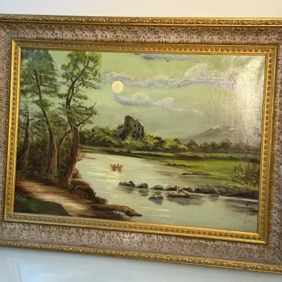 Sale Photo Thumbnail #162: Classic pastoral river landscape painting