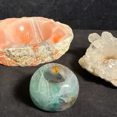 Sale Photo Thumbnail #115: Polished stone trinket dish or votive holder