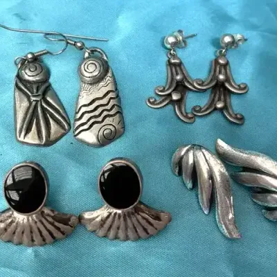 Sale Photo Thumbnail #108: Sterling silver tone earrings