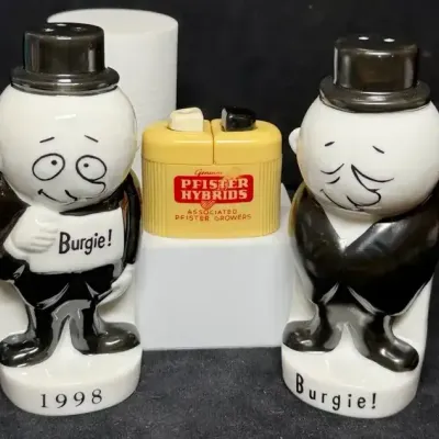 Sale Photo Thumbnail #52: 1998 burgie man ceramic salt and pepper shaker set