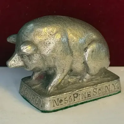 Sale Photo Thumbnail #38: H w adams co pig iron advertising paperweight