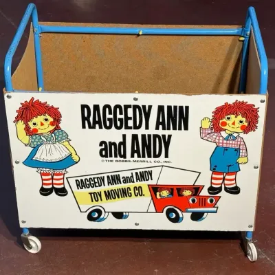 Sale Photo Thumbnail #88: 1970s raggedy ann and andy toy moving co rolling toy cart box