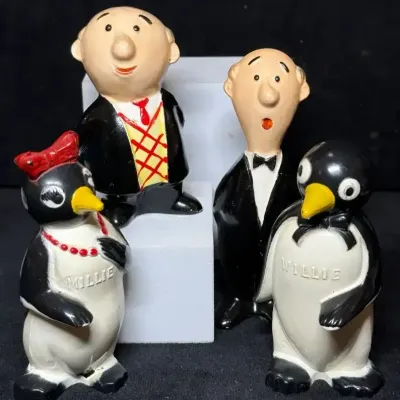Sale Photo Thumbnail #2: Willie and millie the penguin bert and harry piel salt pepper shakers