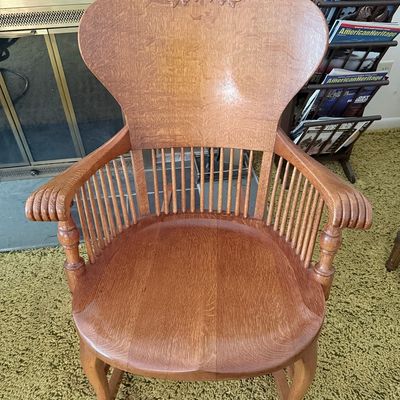 Quarter-Sawn Oak Pressed-Back Rocking Chair