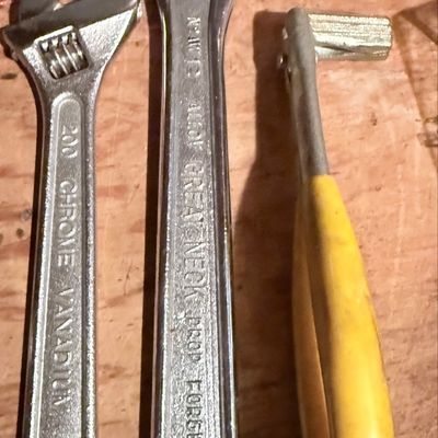 Vintage Tool Assortment: Great Neck 12-inch Wrench, Chrome Vanadium 8-inch Wrench, and Handle Tool