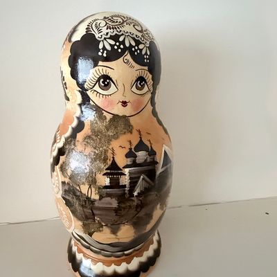 Russian Matryoshka Nesting Doll with Church Scene