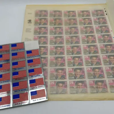 Elvis Presley 29 Cent Postage Stamps Sheet, DAV American Flag Stickers