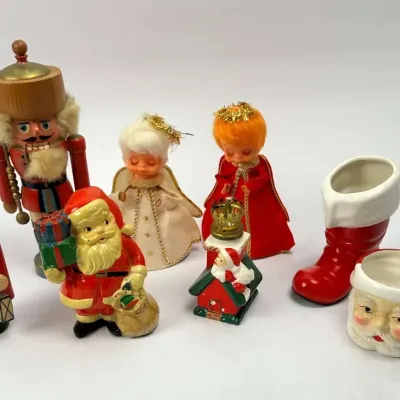 Christmas Decor- Erzgebirge Nutcracker, incense smoker, Japanese Angels,Santa Mug