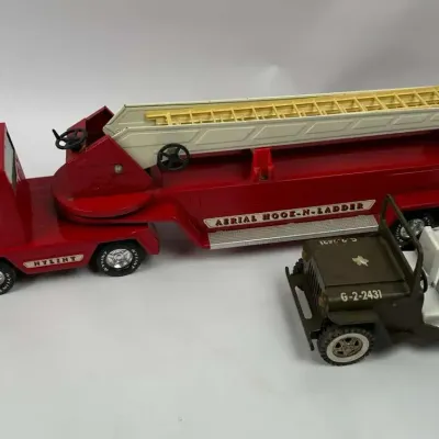Nylint Fire Truck & Tonka Military Jeep Pressed Steel Toys