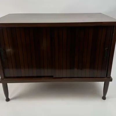 Mid Century Modern Wood Tambour Cabinet