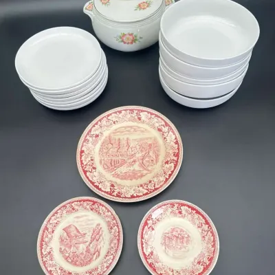 Currier and Ives China Set Homer Laughlin Hall's Kitchenware
