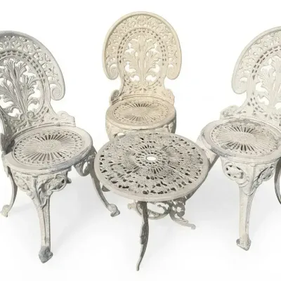 Antique Victorian-Style Cast Iron Three-Piece Patio Bistro