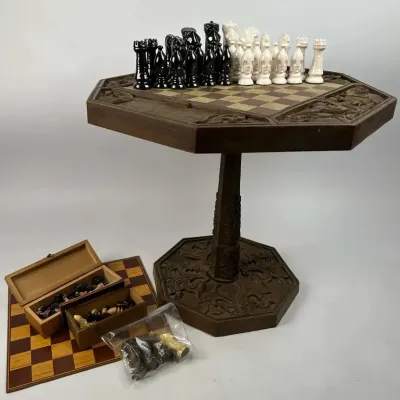 Chess Table Set with Board and Pieces