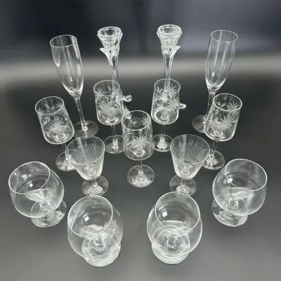 Crystal Stemware Set Wine Glasses Champagne Flutes Candlestick Holders