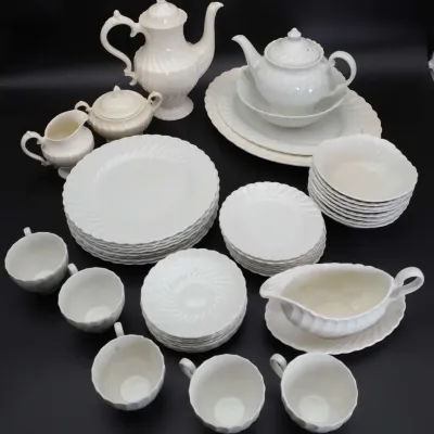 Johnson Bros Snowhite Regency Dinnerware Set - White Ironstone Plates, Bowls, Cups