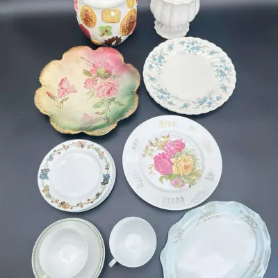 Floral China & Porcelain Dinnerware Lot – Grafton, Empire, Staffordshire, Czechoslovakia