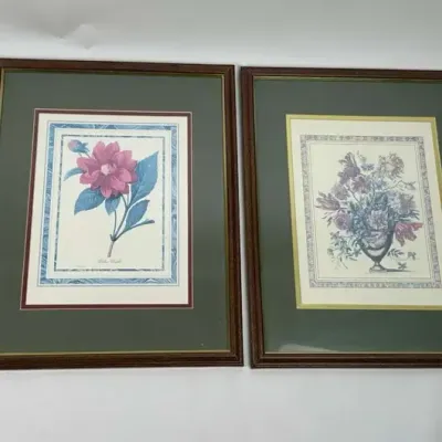 Framed Botanical Art Prints - 4 Floral Wall Decor Pictures