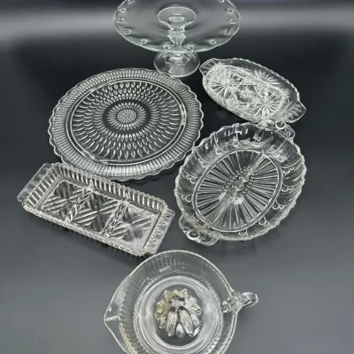Clear Glass Serving Dish Collection – Pedestal Cake Stand, Serving Platters, Trays & Dishes
