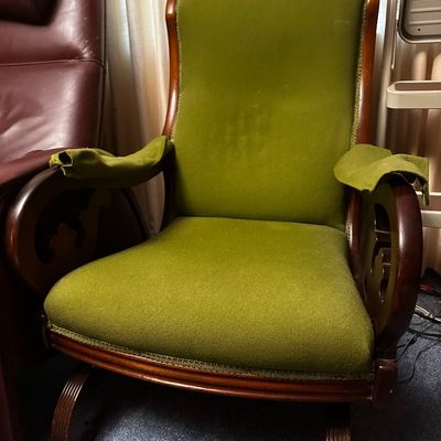 Sale Photo Thumbnail #27: Vintage green rocking chair. In good shape.