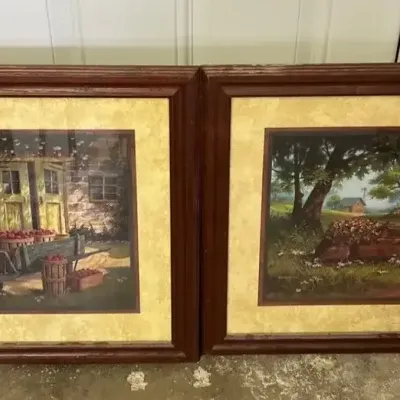 Pair of Framed Country Americana Prints Signed “Humphries”