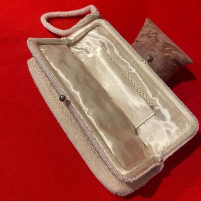 Sale Photo Thumbnail #30: Handmade in Japan 
Off white 

8.5” x 6”

Includes cosmetic mirror with beaded case