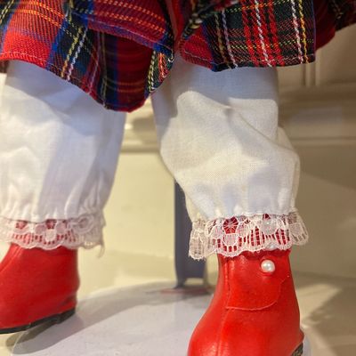 Sale Photo Thumbnail #87: Comes with stand and original box
Velvet coat and plaid petticoat with red leather boots
Great condition