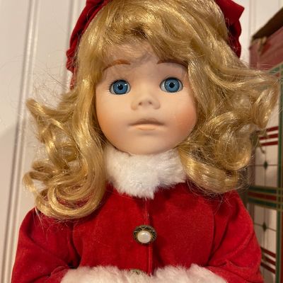 Sale Photo Thumbnail #88: Comes with stand and original box
Velvet coat and plaid petticoat with red leather boots
Great condition