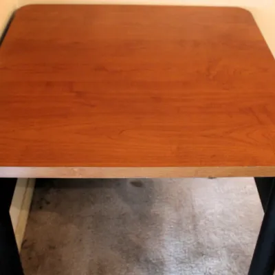 Small Square Table with Wood Top and Round Black Column Legs
29in. x 29in. x 28in.