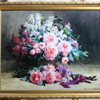 'Lilac and Peonies w/ Irises' by Pauline Caspers (Signed)
$80.00
19in. x 23in.