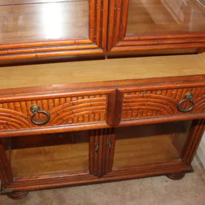 Vintage Bamboo & Glass Display Curio Cabinet
$325.00
32.5in. x 13.5in. x 71in.

-  Upper & Lower Cabinet Storage
- Single Drawer...