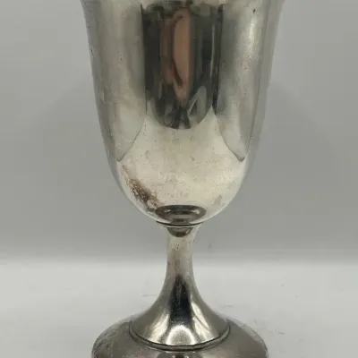 (6) 6” Antique Silver-plated Wine Goblets — Weidlich Brothers
