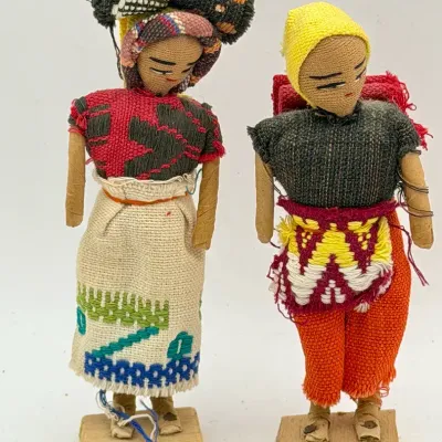 (2) Vintage Folk Art Dolls 