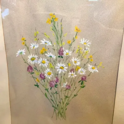 Signed Lois Mulnite “Wildflowers With Daisies” — 1981, Framed